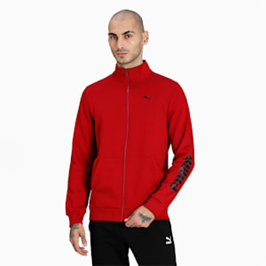Zippered Full-Zip Men's Slim Fit Polo Jacket, Intense Red, extralarge-IND