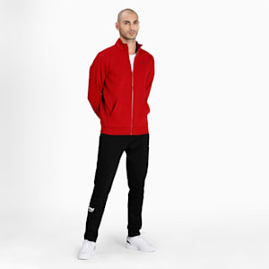 Zippered Full-Zip Men's Slim Fit Polo Jacket, Intense Red, extralarge-IND