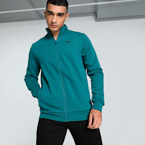 Zippered Full-Zip Men's Slim Fit Polo Jacket, Cold Green, extralarge-IND