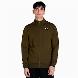 Zippered Full-Zip Men's Slim Fit Polo Jacket, Deep Olive, extralarge-IND