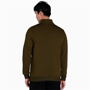 Zippered Full-Zip Men's Slim Fit Polo Jacket, Deep Olive, extralarge-IND