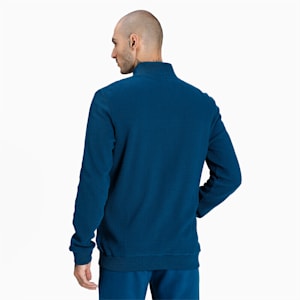 Reversible Full-Zip Slim Fit Men's Sweat Shirt, Intense Blue, extralarge-IND