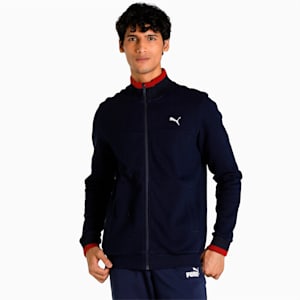 Reversible Full-Zip Slim Fit Men's Sweat Shirt, Peacoat, extralarge-IND