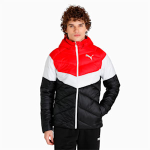 Colorblock Padded Men's Jacket, Puma Black-High Risk Red, extralarge-IND