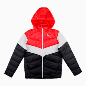 Colorblock Padded Kid's Regular Fit Jacket, Puma Black-High Risk Red, extralarge-IND