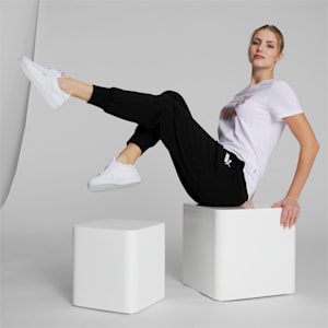 Essentials Women's Sweatpants, Cotton Black-Puma White