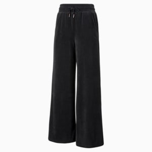 HER Velour Women's Wide Pants, Cotton Black, extralarge