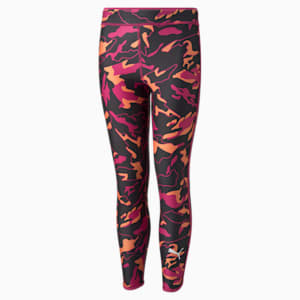 Modern Sports Printed Girl's Leggings, Puma Black-AOP