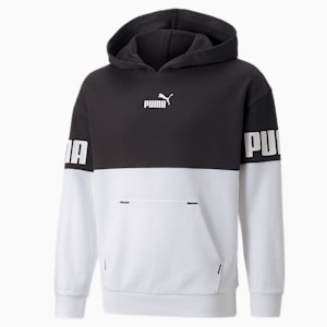Power Colour-Blocked Youth Hoodie, Puma Black