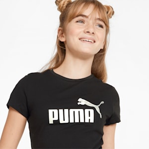 Essentials+ Big Kids' Logo Tee, Puma Black, extralarge