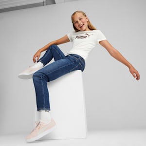 Camiseta Essentials+ con logo para niños grandes, Warm White, extragrande