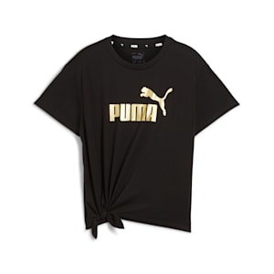 Essentials+ Logo Knotted Tee Big Kids, PUMA Black-Gold, extralarge