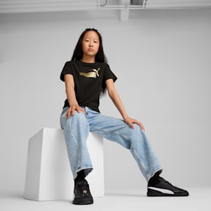 Essentials+ Logo Knotted Tee Big Kids, PUMA Black-Gold, extralarge