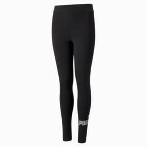 Essentials+ Logo Girls' Leggings, Puma Black, extralarge