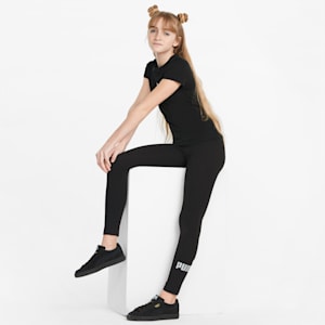 Essentials+ Logo Girls' Leggings, Puma Black, extralarge
