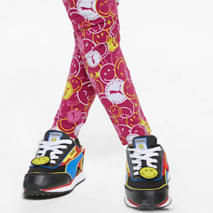 PUMA x SMILEY WORLD Printed Kids' Leggings, Festival Fuchsia-AOP