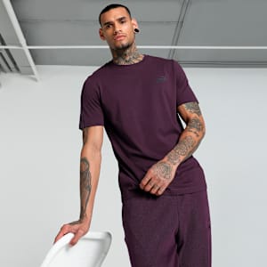 Essentials+ Tape Men's Regular Fit T-shirt, Midnight Plum, extralarge-IND