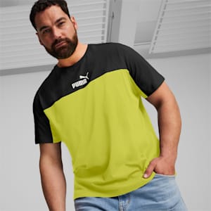 Colorblock Men's T-Shirt, PUMA Black-Lime Sheen, extralarge-IND