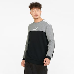 Essentials+ Block Crew Neck Men's Sweater, Puma Black