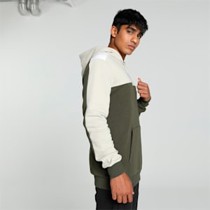 Essential+ Block Men's Regular Fit Hoodie, Dark Olive, extralarge-IND