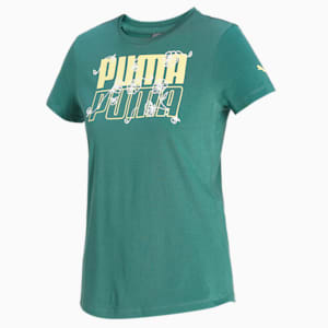 PUMA Graphic Women's T-Shirt, Blue Spruce