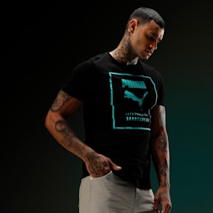 Graphic Men's Slim Fit T-Shirt, Puma Black, extralarge-IND