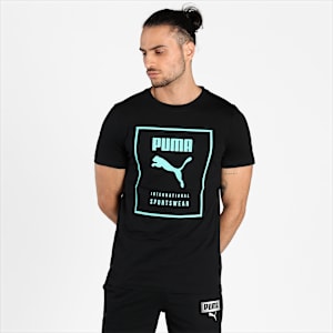 PUMA Graphic Men's Slim Fit T-Shirt, Puma Black, extralarge-IND