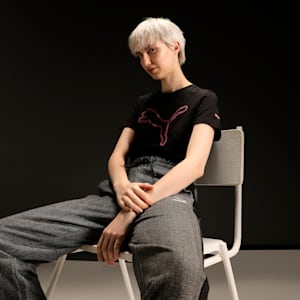 Graphic Women's Regular Fit T-Shirt, Puma Black, extralarge-IND