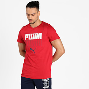 PUMA Double Logo Men's T-Shirt, American Beauty