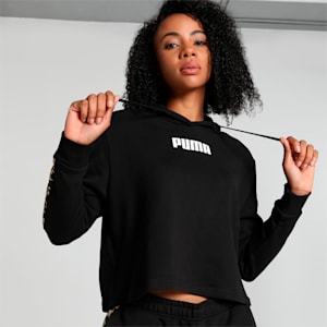 Leo Women's Cropped Hoodie, Puma Black, extralarge-IND