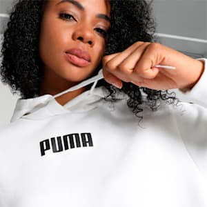 Leo Women's Cropped Hoodie, Puma White, extralarge-IND