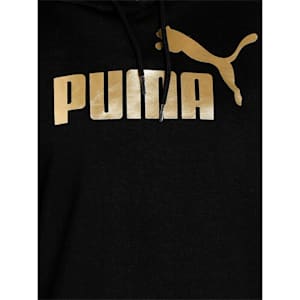 Essentials+ Cropped Metallic Women's Hoodie, Puma Black-Gold Foil