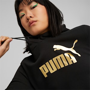 Essentials+ Metallic Logo Women's Regular Fit Hoodie, PUMA Black-Gold, extralarge-IND
