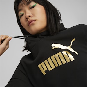 Metallic Logo Women's Regular Fit Hoodie, PUMA Black-Gold, extralarge-IND