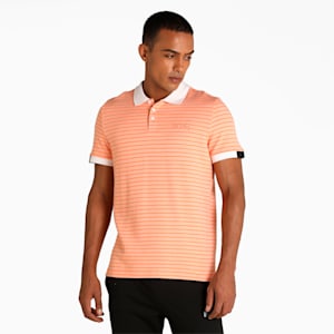 One8 Men's Jaquard Slim Fit Polo, Deep Apricot, extralarge-IND