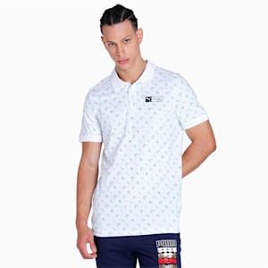 PUMA x one8 Men's Printed Slim Fit Polo, Puma White, extralarge-IND