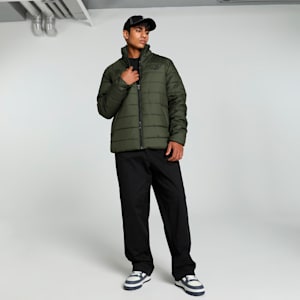 Men's Regular Fit Padded Jacket, Dark Olive, extralarge-IND