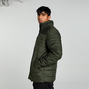 Men's Regular Fit Padded Jacket, Dark Olive, extralarge-IND