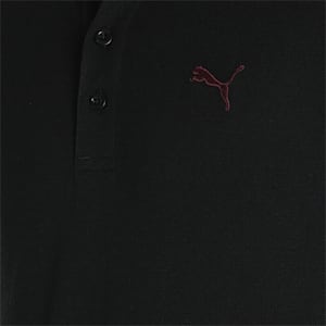 Men's Pique Tipping Slim Fit Polo, PUMA Black-Zinfandel, extralarge-IND