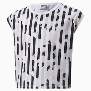 キッズ ガールズ ALPHA AOP スタイル Tシャツ 120-160cm, Puma White-AOP