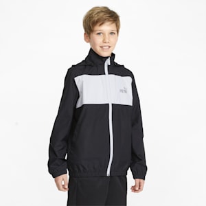 キッズ ボーイズ ESS+ カラーブロック ウィンドブレーカー 120-160cm, Puma Black