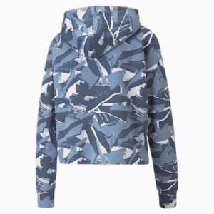 Modern Sports Women's Printed Relaxed Fit Hoodie, Blue Wash, extralarge-IND