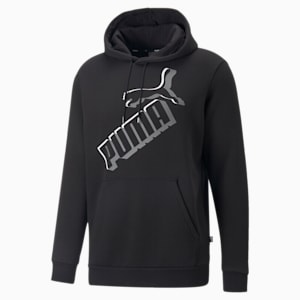 Sudadera con capucha con logotipo grande Essentials+ para hombre, Puma Black, extralarge