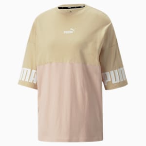 Power Colourblock Women's Oversized T-Shirt, Light Sand, extralarge-IND