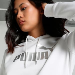 Metallic Logo Women's Regular Fit Hoodie, PUMA White, extralarge-IND