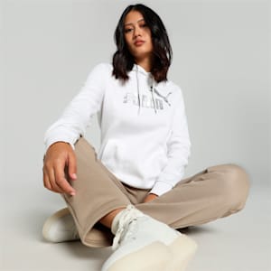 Metallic Logo Women's Regular Fit Hoodie, PUMA White, extralarge-IND