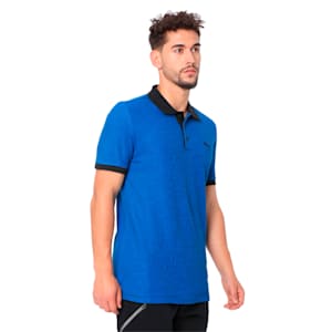 Pin Stripe Polo, Indigo Bunting-Puma Black
