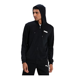 Essentials Full-Zip Training Men's Hoody, Cotton Black
