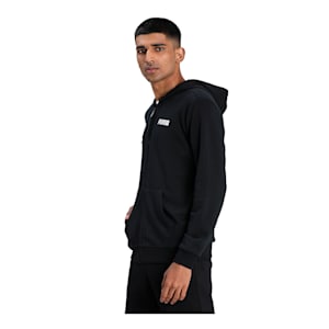 Essentials Full-Zip Training Men's Hoody, Cotton Black