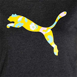 PUMA Graphic Print Regular Fit Women's Knitted T-Shirt, Dark Gray Heather